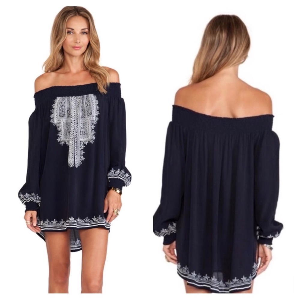 Tularosa Navy Blue Long Sleeve Dress